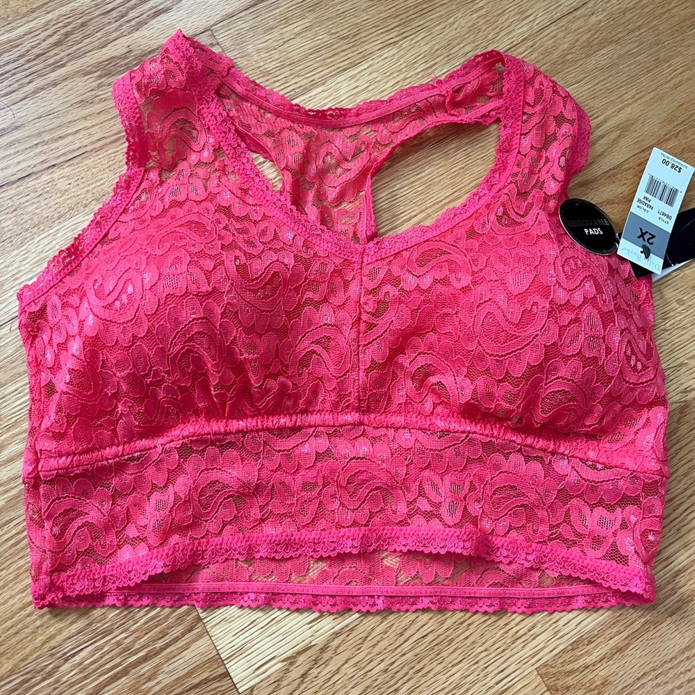 Lace bralette with removable cups size 2X